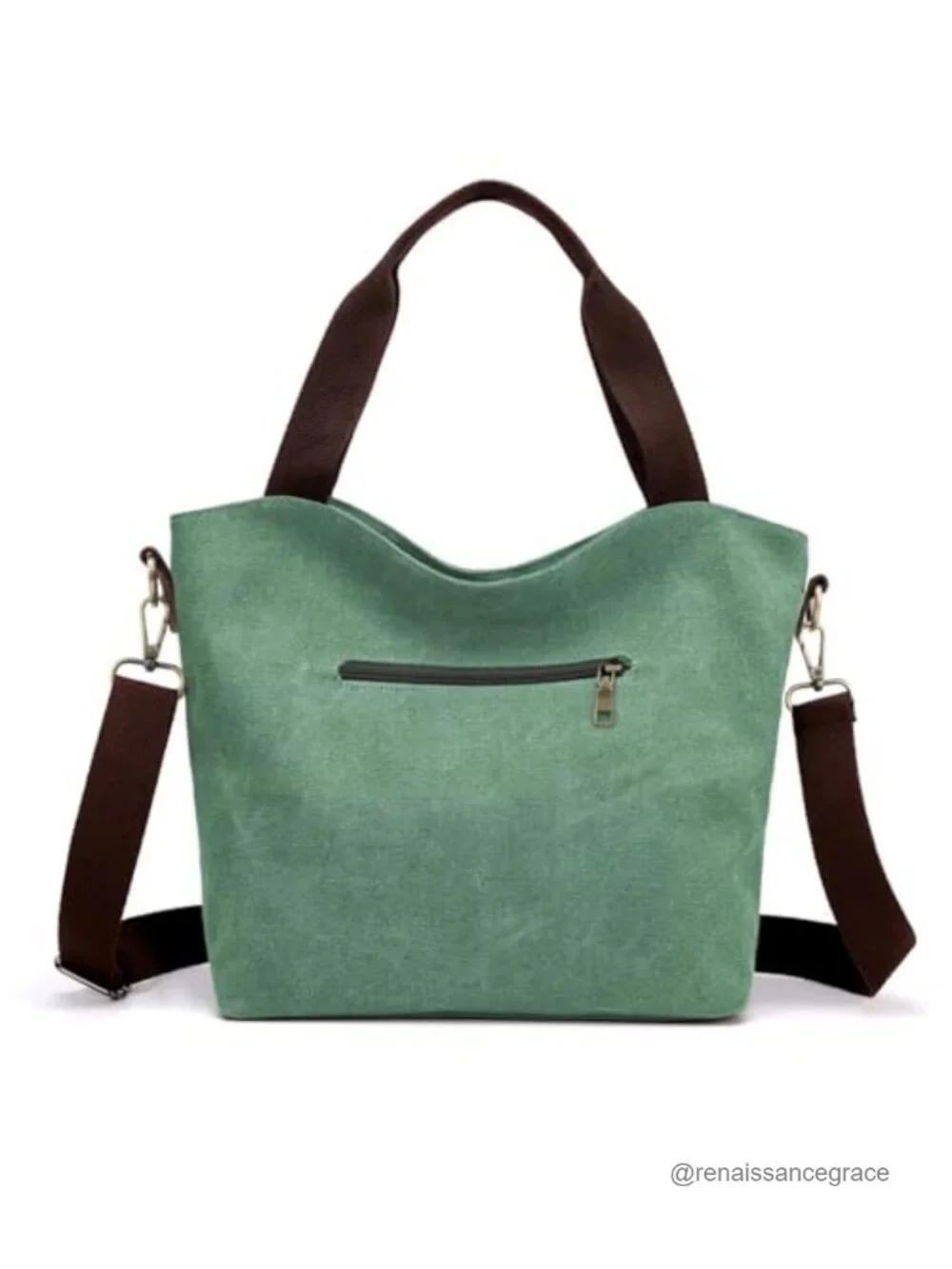 Embroidered Canvas Large Tote Bag with Crossbody Strap, Hobo Purse